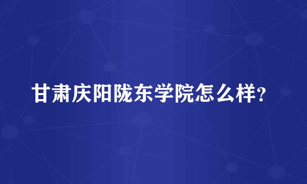 甘肃庆阳陇东学院怎么样？