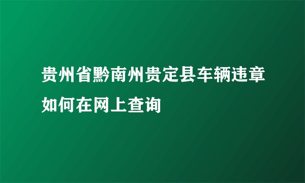 贵州省黔南州贵定县车辆违章如何在网上查询