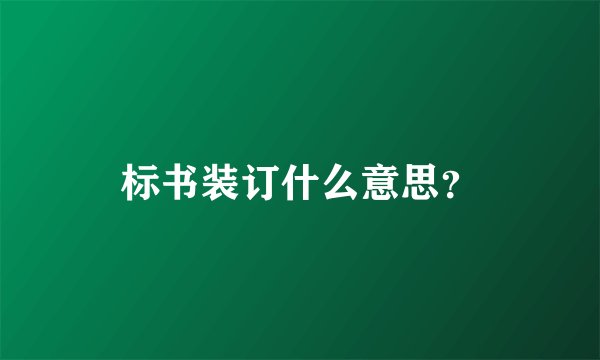 标书装订什么意思？