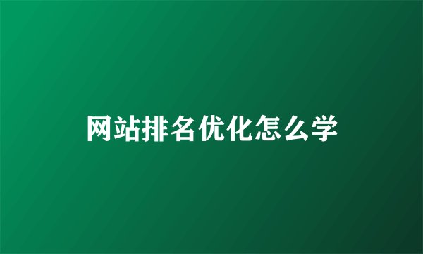网站排名优化怎么学