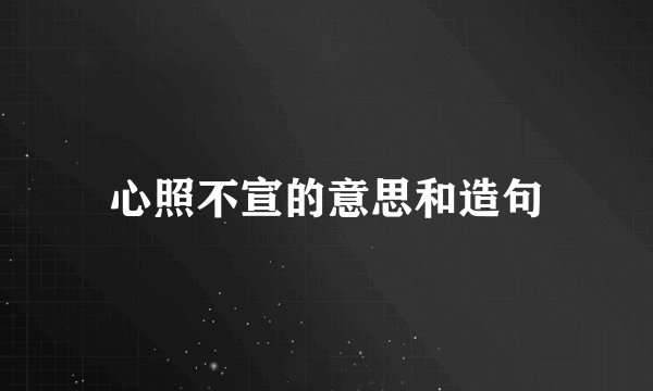 心照不宣的意思和造句