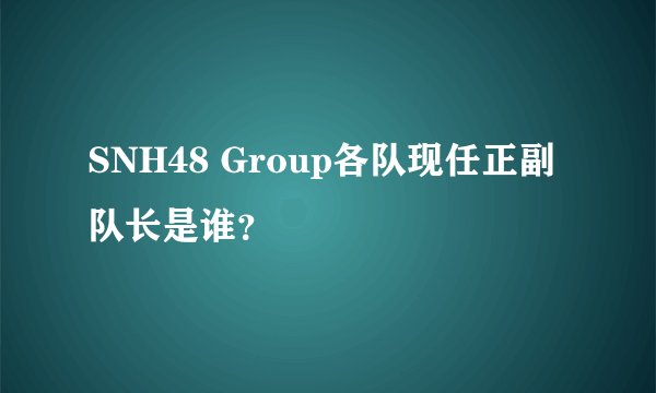 SNH48 Group各队现任正副队长是谁？