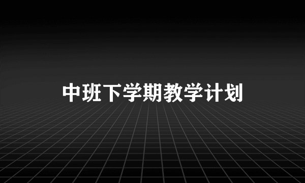 中班下学期教学计划