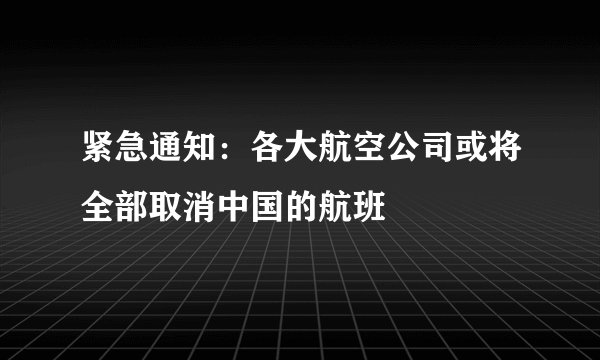 紧急通知：各大航空公司或将全部取消中国的航班