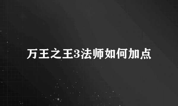 万王之王3法师如何加点