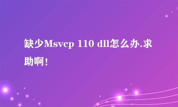 缺少Msvcp 110 dll怎么办.求助啊！