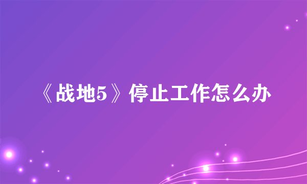 《战地5》停止工作怎么办