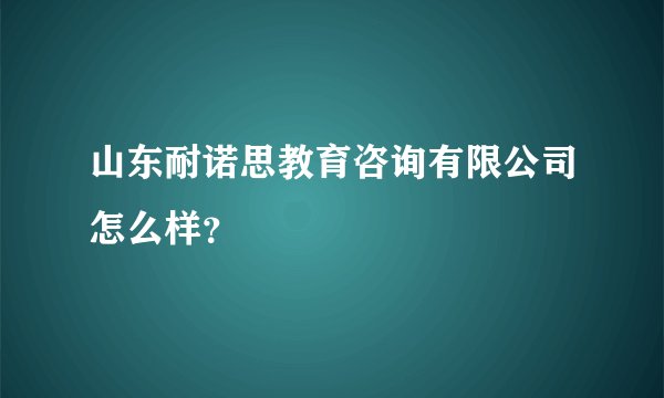 山东耐诺思教育咨询有限公司怎么样？