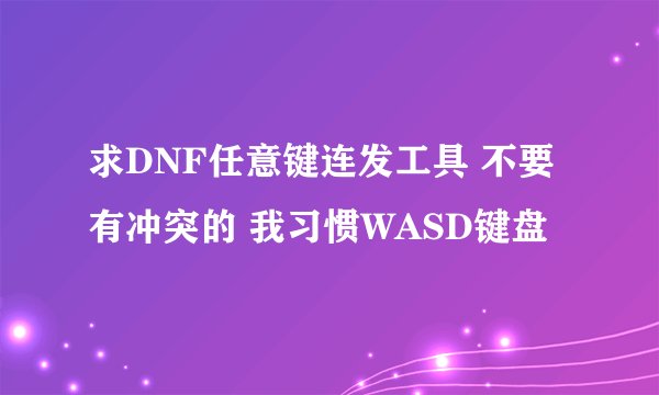 求DNF任意键连发工具 不要有冲突的 我习惯WASD键盘