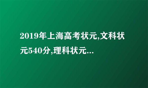 2019年上海高考状元,文科状元540分,理科状元541分