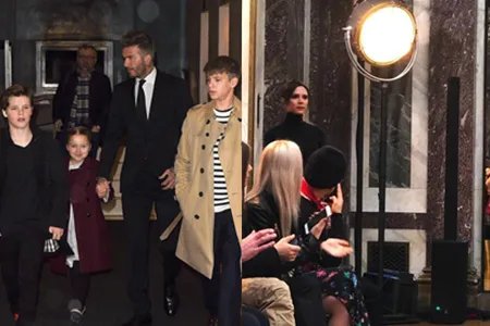 贝克汉姆现时装周 一家子颜值超高