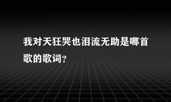 我对天狂哭也泪流无助是哪首歌的歌词？