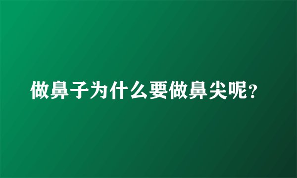 做鼻子为什么要做鼻尖呢？