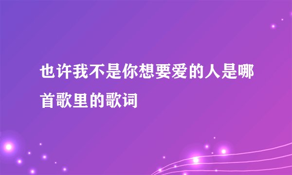 也许我不是你想要爱的人是哪首歌里的歌词