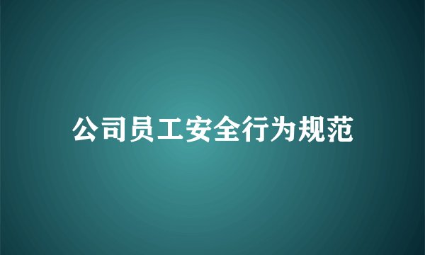 公司员工安全行为规范