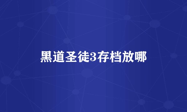 黑道圣徒3存档放哪