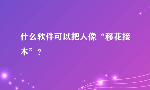 什么软件可以把人像“移花接木”？