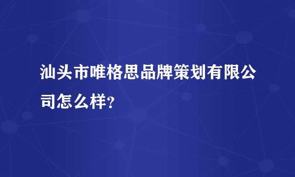 汕头市唯格思品牌策划有限公司怎么样？