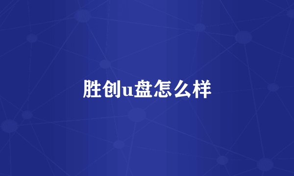 胜创u盘怎么样