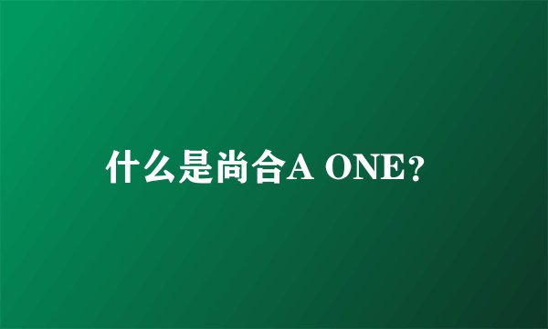 什么是尚合A ONE？