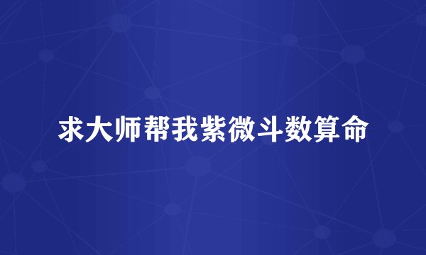 求大师帮我紫微斗数算命