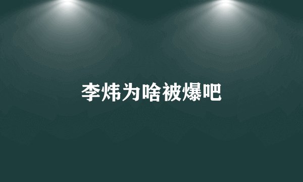 李炜为啥被爆吧