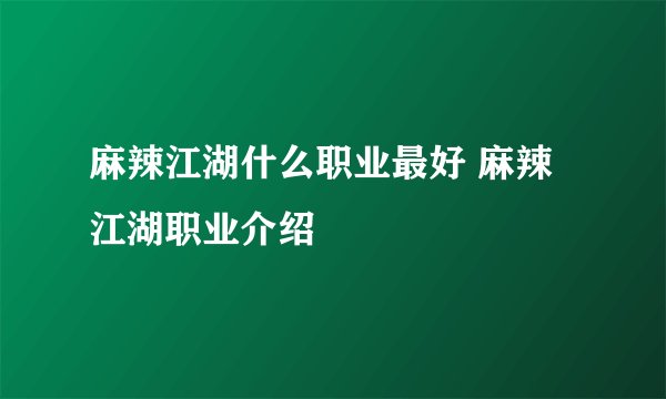麻辣江湖什么职业最好 麻辣江湖职业介绍