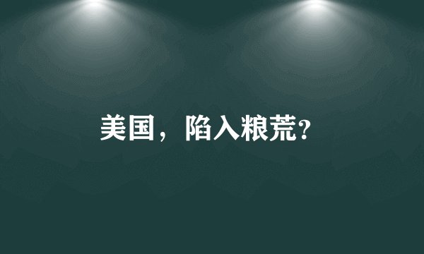 美国，陷入粮荒？