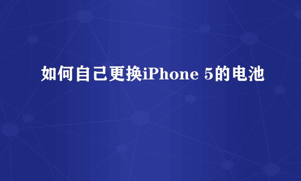 如何自己更换iPhone 5的电池