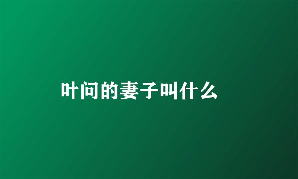 叶问的妻子叫什么﹖