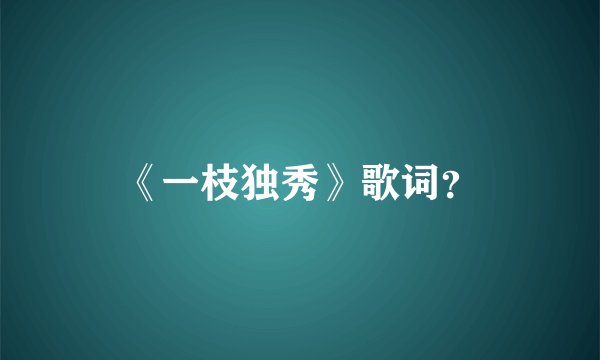 《一枝独秀》歌词？