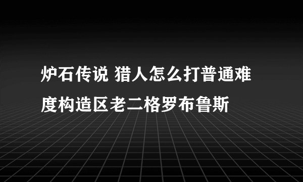 炉石传说 猎人怎么打普通难度构造区老二格罗布鲁斯