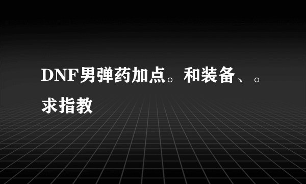 DNF男弹药加点。和装备、。求指教