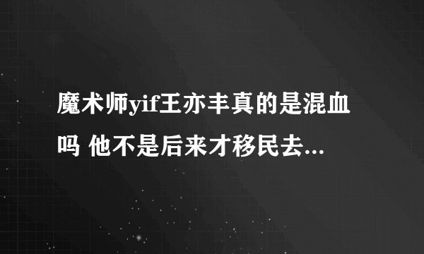 魔术师yif王亦丰真的是混血吗 他不是后来才移民去法国的吗