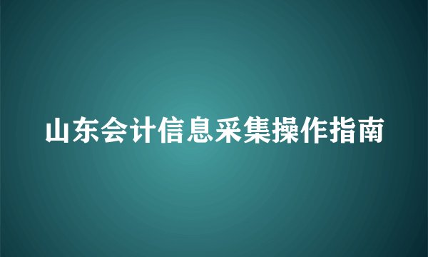 山东会计信息采集操作指南
