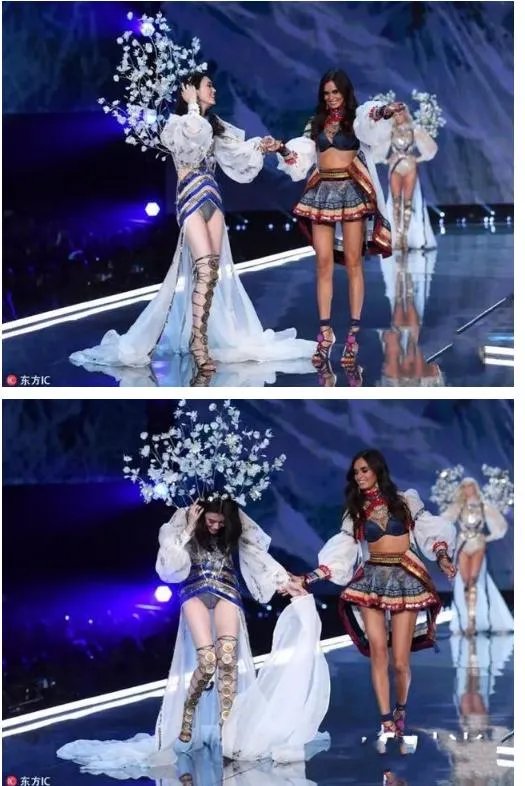 2017维密大秀,超模奚梦瑶不慎摔倒,未来的道路会如何?