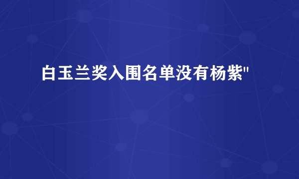 白玉兰奖入围名单没有杨紫