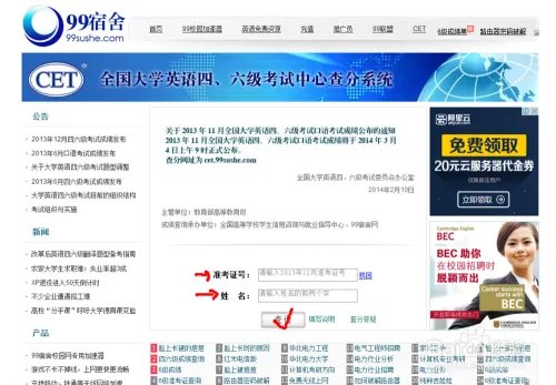 怎么查询4,6级考试成绩