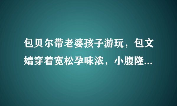 包贝尔带老婆孩子游玩，包文婧穿着宽松孕味浓，小腹隆起疑怀二胎