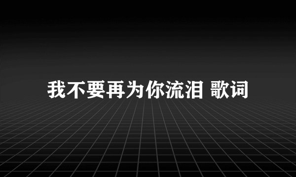 我不要再为你流泪 歌词