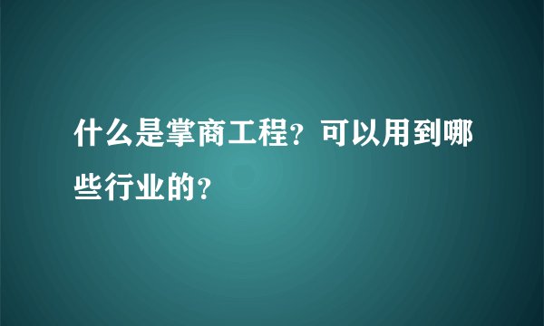 什么是掌商工程？可以用到哪些行业的？