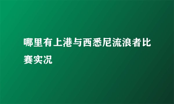 哪里有上港与西悉尼流浪者比赛实况