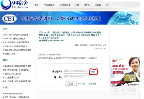 怎么查询4,6级考试成绩