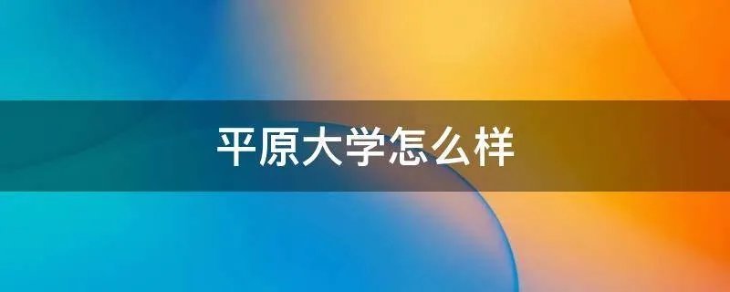 平原大学怎么样