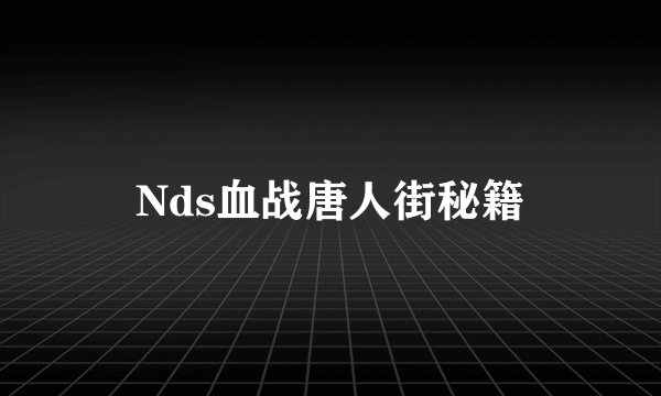 Nds血战唐人街秘籍