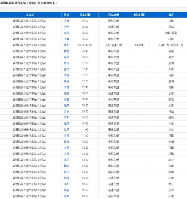 全国长途汽车站客运时刻查询