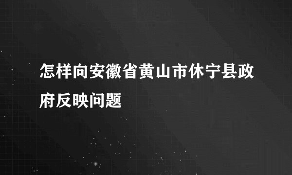 怎样向安徽省黄山市休宁县政府反映问题