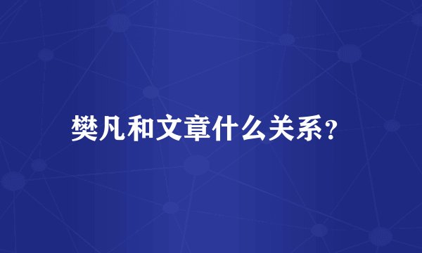 樊凡和文章什么关系？