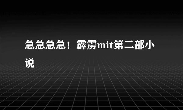 急急急急!霹雳mit第二部小说
