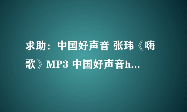 求助：中国好声音 张玮《嗨歌》MP3 中国好声音high歌 张玮 MP3